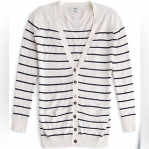Madewell Cream and Black Striped Cardigan